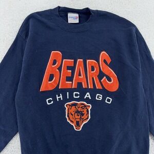 Vintage Chicago Bears Sweater Mens Small Navy Blue NFL Football Crewneck 90s